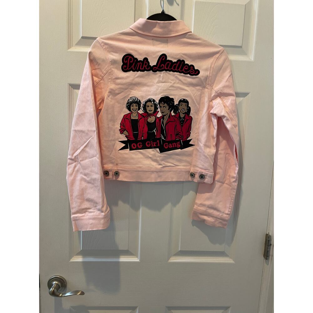Unique Vintage 50s Grease Pink Ladies Denim Jacket Sz XS # 13